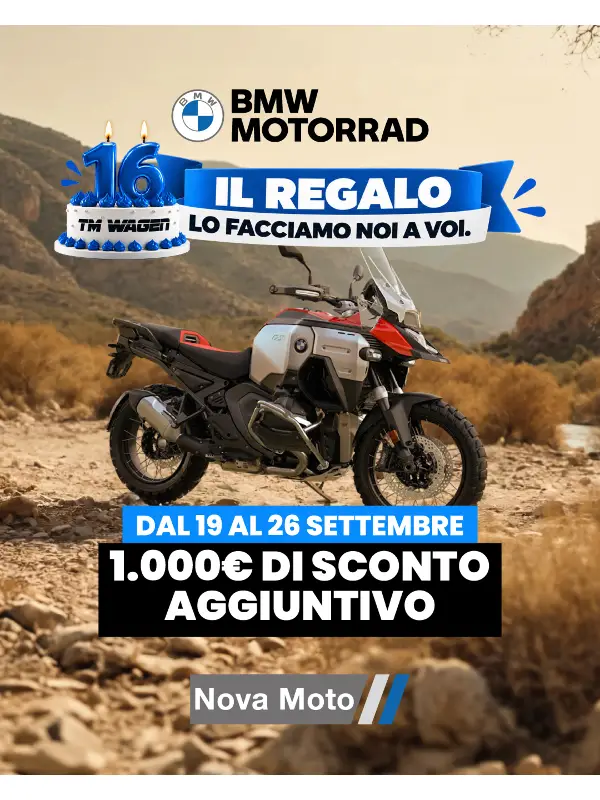 slider BMW Motorrad da Nova Moto: dal 19 al 26 settembre, 1.000 € di sconto aggiuntivo