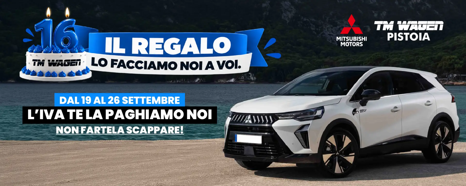 slider Mitsubishi da TM Wagen: dal 19 al 26 settembre l’IVA te la paghiamo noi