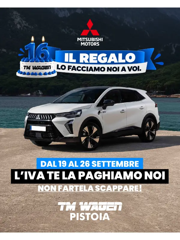 slider Mitsubishi da TM Wagen: dal 19 al 26 settembre l’IVA te la paghiamo noi
