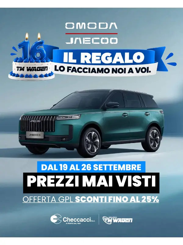 slider OMODA e JAECOO da Checcacci: dal 19 al 26 settembre, prezzi mai visti